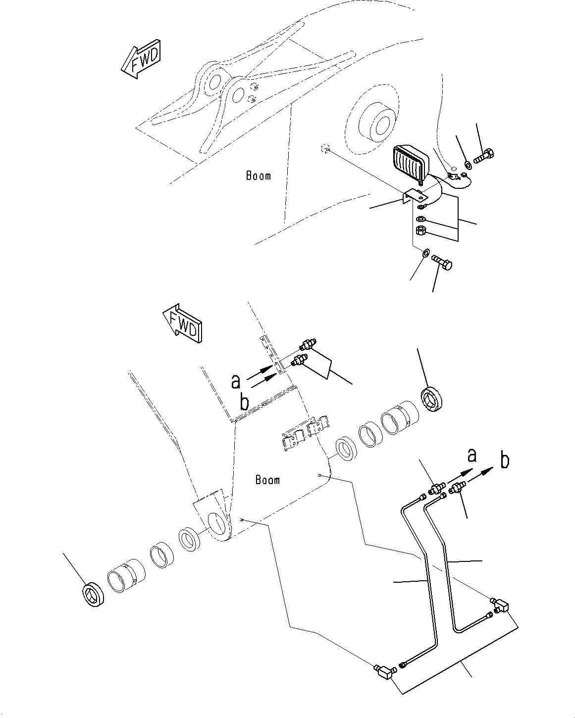Схема запчастей Komatsu PC200-8M0 - СТРЕЛА (СМАЗКА И ЛАМПА РАБОЧ. ОСВЕЩЕНИЯ)(LOGGING ТИП) T