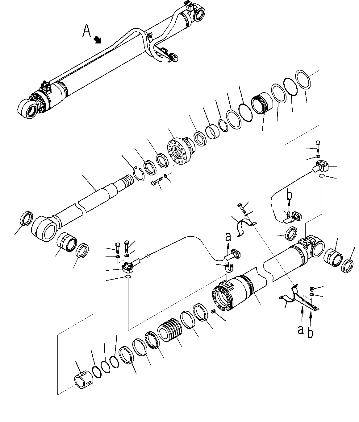 Схема запчастей Komatsu PC200-8M0 - ЦИЛИНДР СТРЕЛЫ, R.H ( H) T