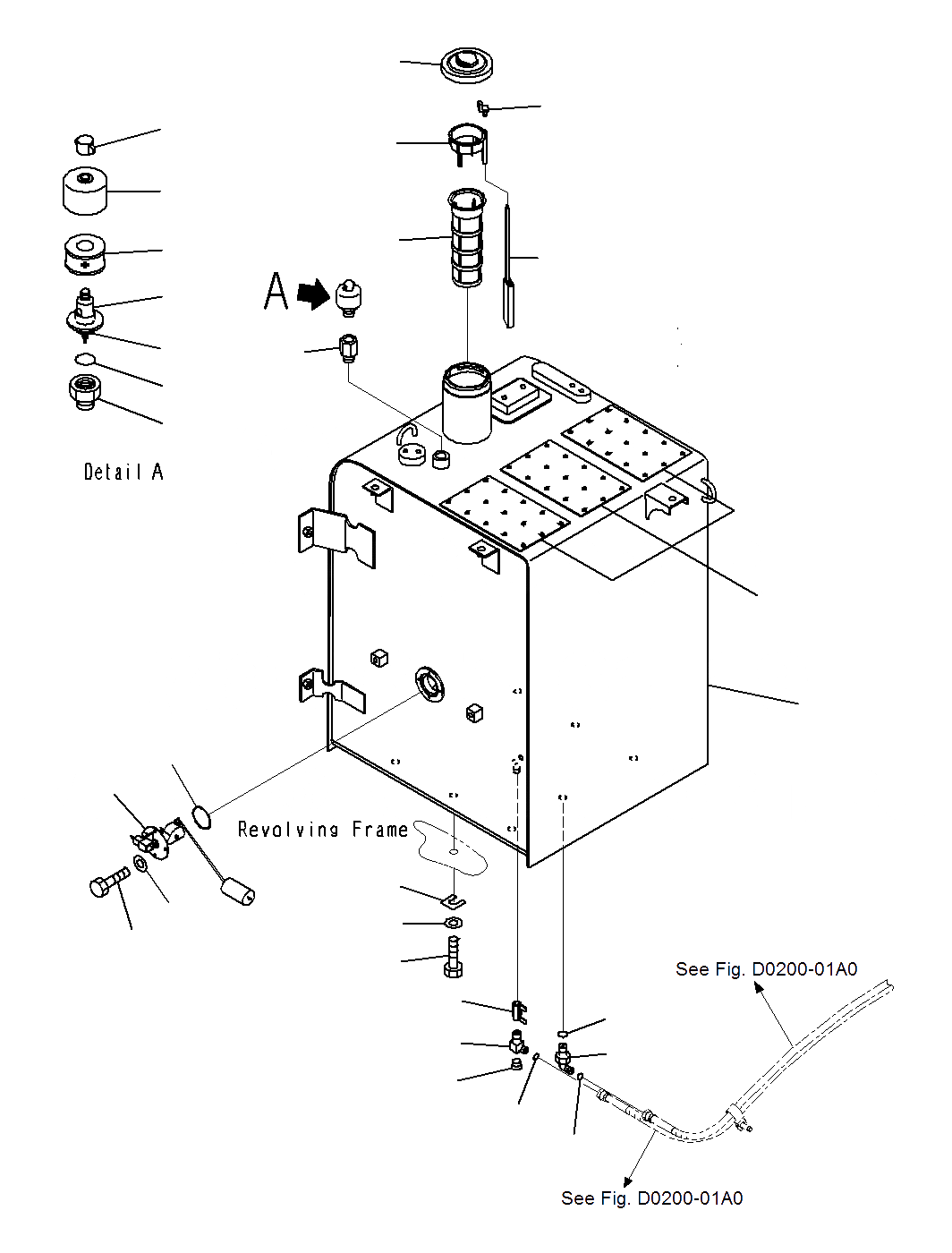Схема запчастей Komatsu PC160LC-8 - ТОПЛИВН. БАК. D
