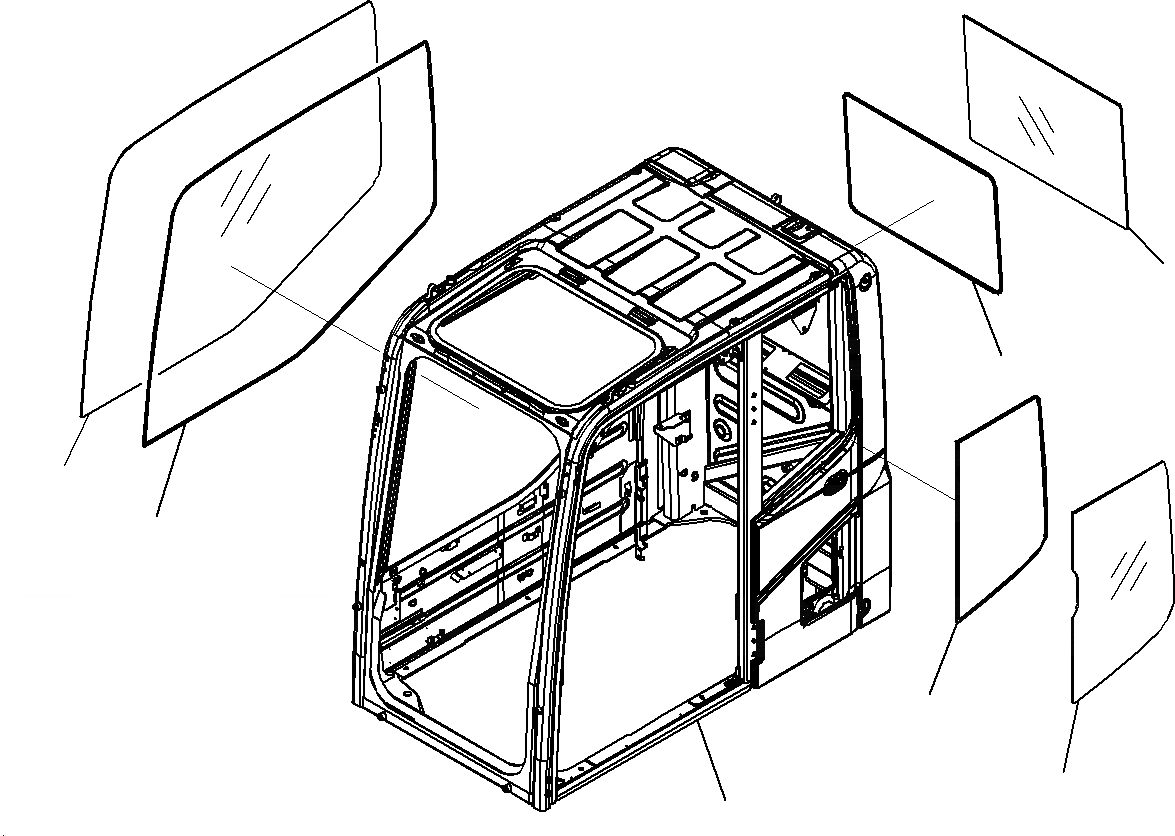 Схема запчастей Komatsu PC160LC-8 - КАБИНА (КОРПУС КАБИНЫ И ОКНА) K