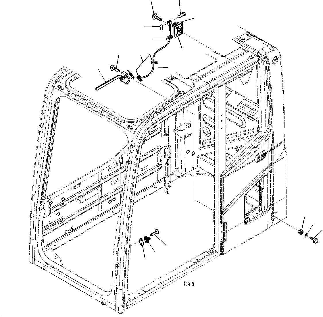Схема запчастей Komatsu PC160LC-8 - КАБИНА (ФИКСАТОР ОТКРЫТИЯ И БЛОК ДВЕРИ) K