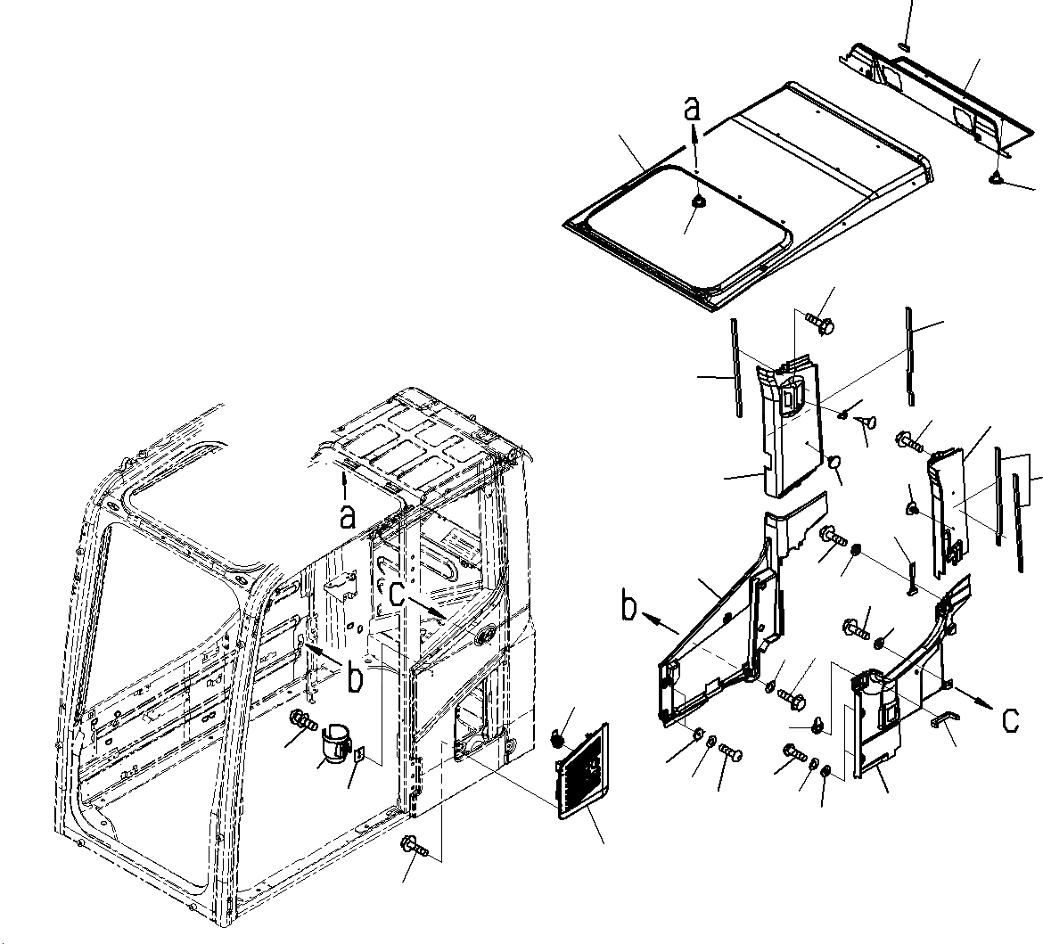 Схема запчастей Komatsu PC160LC-8 - КАБИНА (КРЫША COVER) K