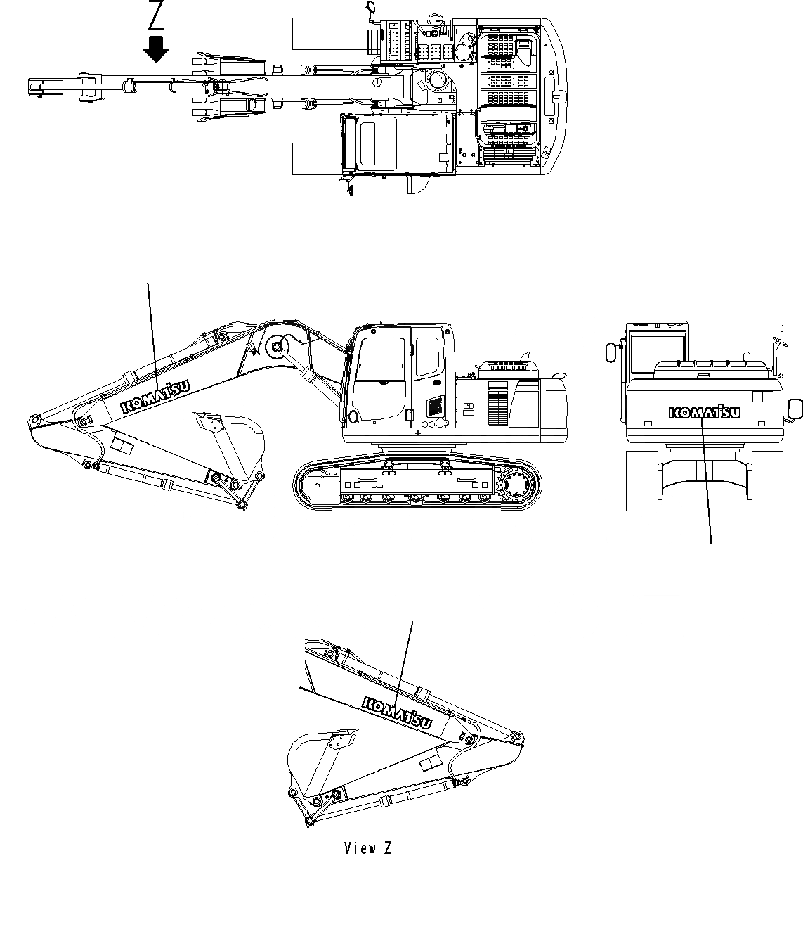 Схема запчастей Komatsu PC160LC-8 - ЛОГОТИП KOMATSU(СТРЕЛА И ПРОТИВОВЕС) U