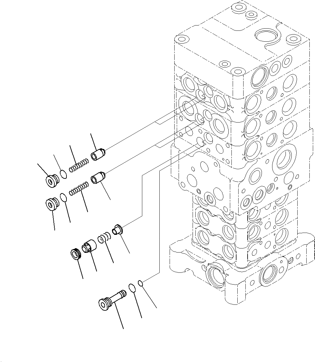 Схема запчастей Komatsu PC195LC-8 - УПРАВЛЯЮЩ. КЛАПАН ( СЕКЦ.)(ВНУТР. ЧАСТИ)(/) H