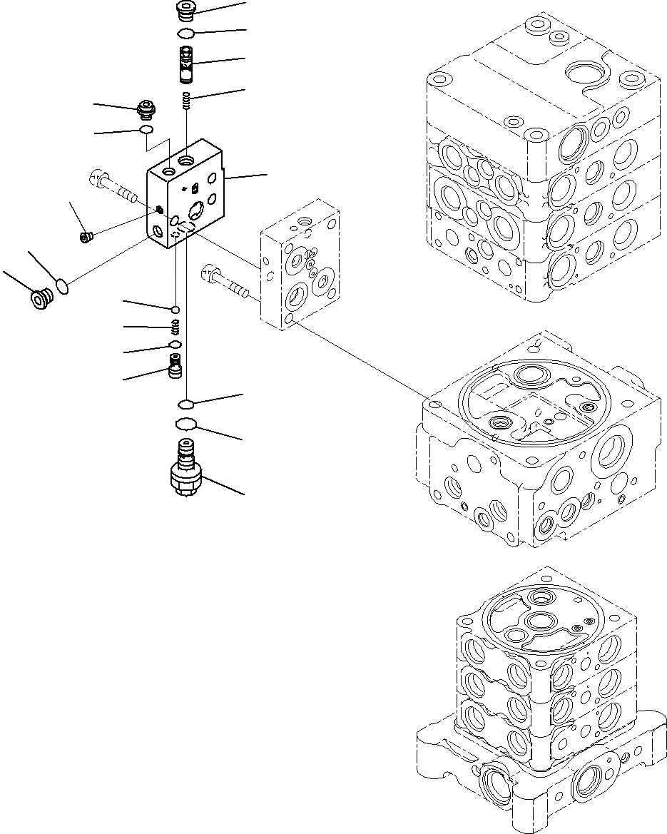 Схема запчастей Komatsu PC195LC-8 - УПРАВЛЯЮЩ. КЛАПАН ( СЕКЦ.)(ВНУТР. ЧАСТИ)(/) H