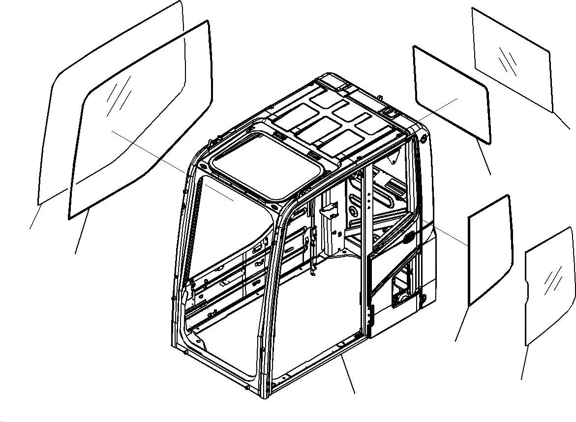 Схема запчастей Komatsu PC195LC-8 - КАБИНА (КОРПУС КАБИНЫ И ОКНА) K