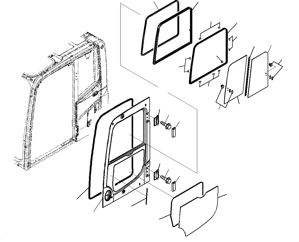 Схема запчастей Komatsu PC195LC-8 - КАБИНА (ДВЕРЬ) K