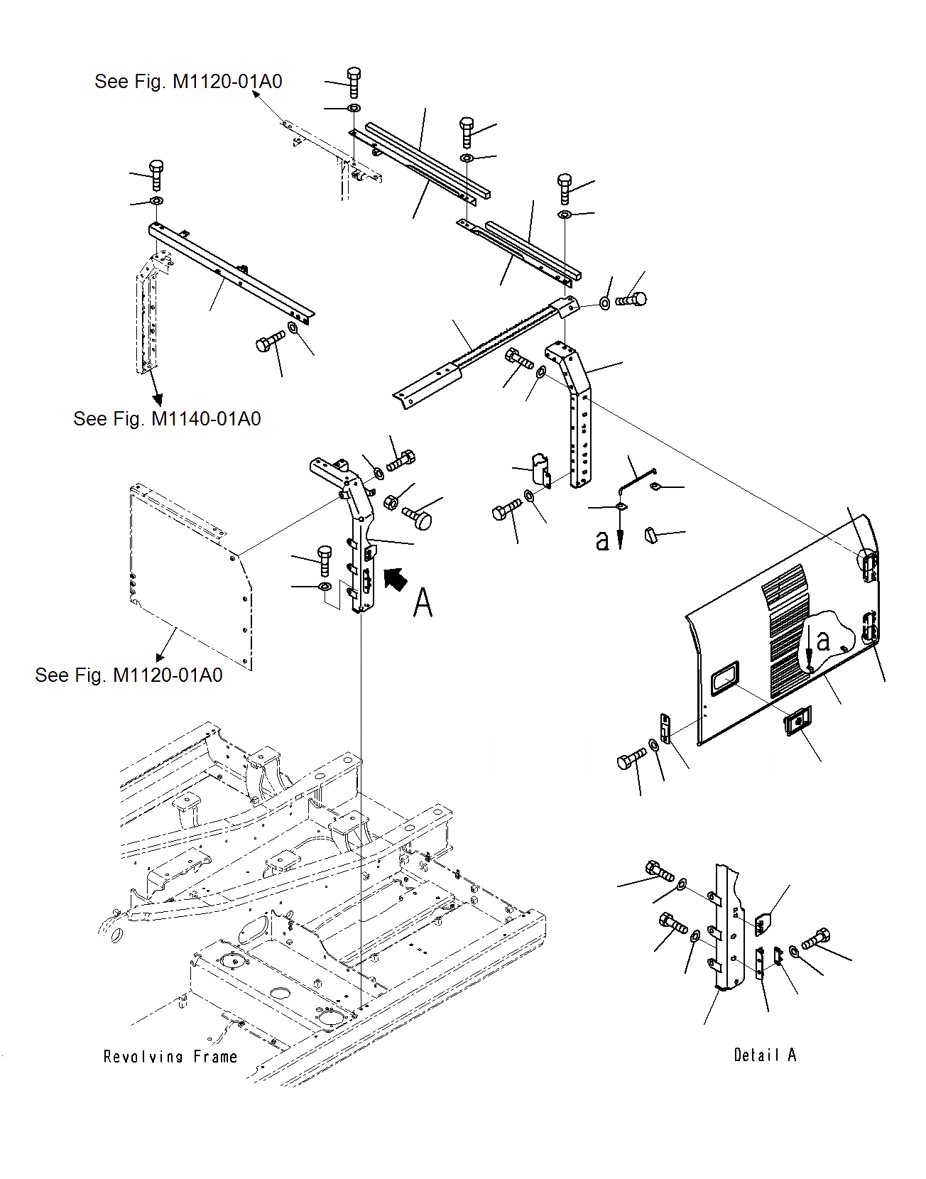 Схема запчастей Komatsu PC195LC-8 - БОКОВ. КРЫШКА И КАБИНА ДВЕРЬ L.H M