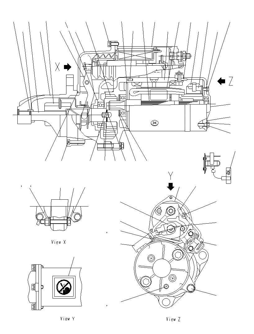 Схема запчастей Komatsu PC1250SP-8R - СТАРТЕР (KW)(ВНУТР. ЧАСТИ)(9-7) A
