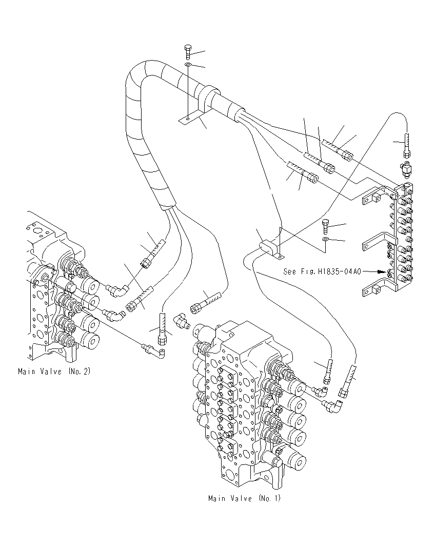 Схема запчастей Komatsu PC1250SP-8R - PPC ЛИНИЯ УСИЛ. ПОДЪЕМА H