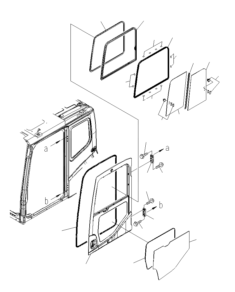 Схема запчастей Komatsu PC1250SP-8R - КАБИНА (ДВЕРЬ)(КАРЬЕРН СПЕЦ-Я) K