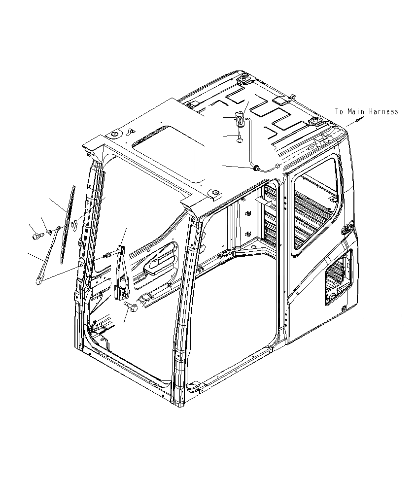 Схема запчастей Komatsu PC1250SP-8R - КАБИНА (ДВОРНИКИ И ОСВЕЩЕНИЕ)(КАРЬЕРН СПЕЦ-Я) K