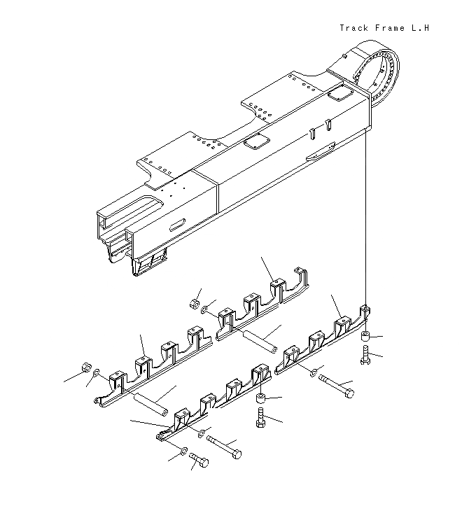 Схема запчастей Komatsu PC1250SP-8R - ГУСЕНИЧНАЯ РАМА (ОПОРНЫЙ КАТОК ПОЛН. ЗАЩИТА)(L.H) R