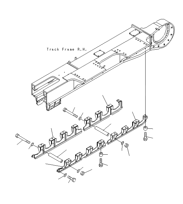 Схема запчастей Komatsu PC1250SP-8R - ГУСЕНИЧНАЯ РАМА (КОНЕЧНАЯ ЗАЩИТА КАТКОВ)(ПРАВ.) R