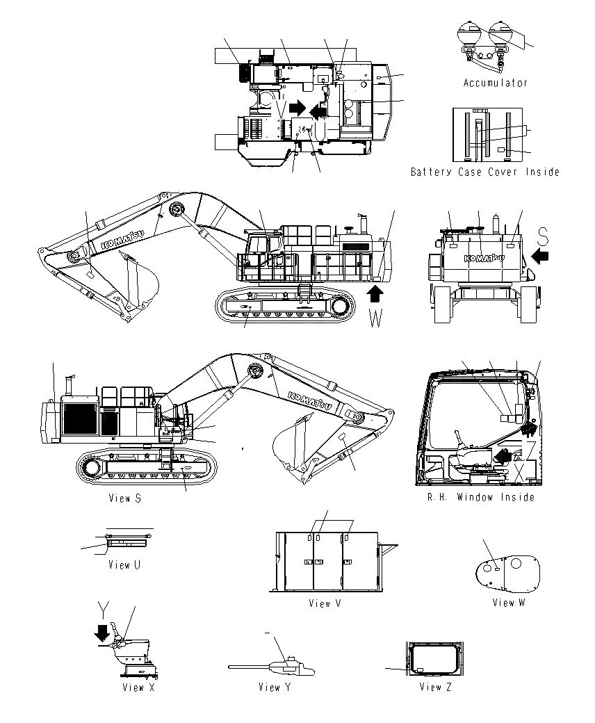 Схема запчастей Komatsu PC1250SP-8R - МАРКИРОВКА (OPERATING И ПРЕДУПРЕЖДАЮЩ. МАРКИРОВКА)(АНГЛ.)(SP) U