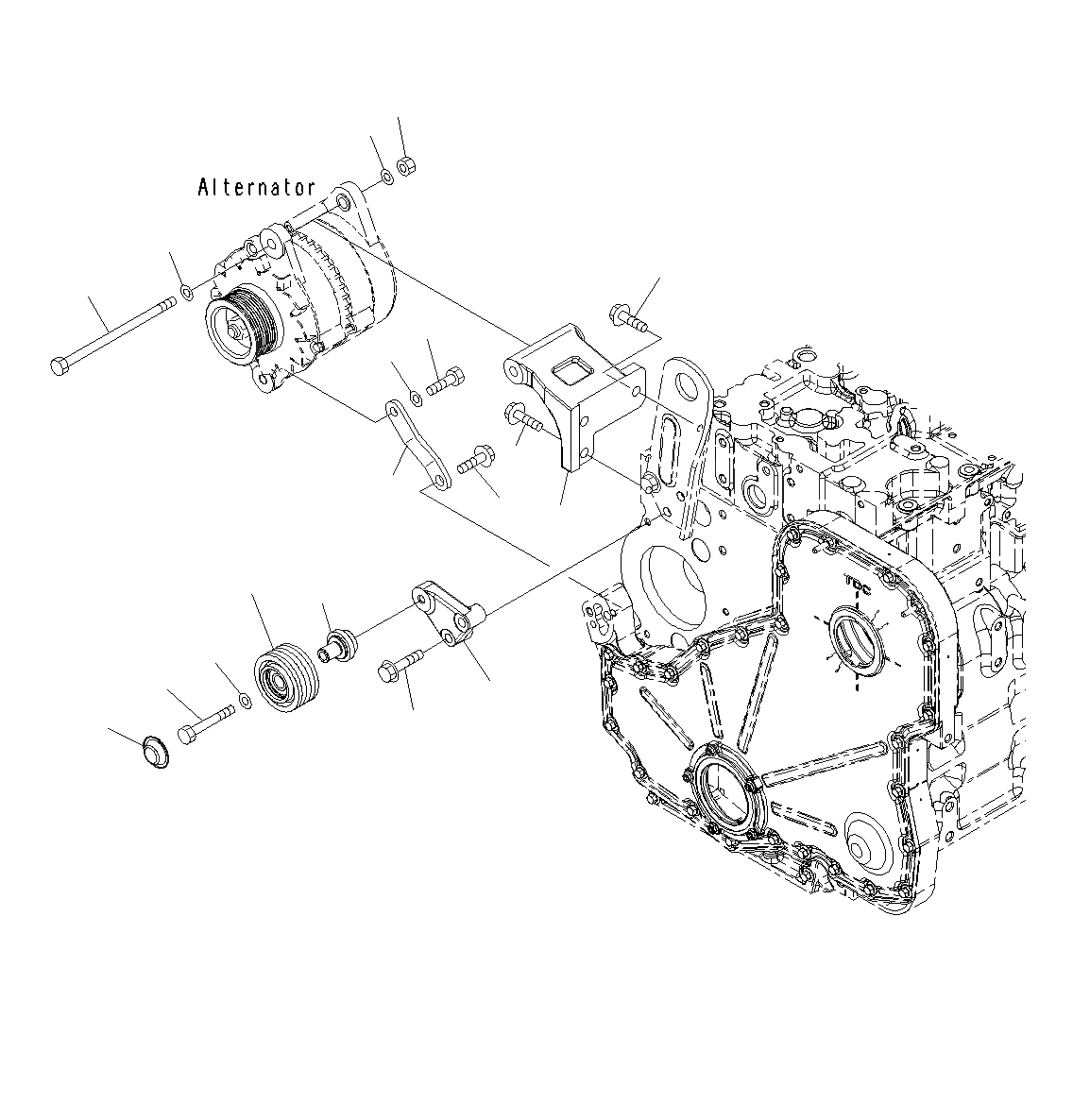 Схема запчастей Komatsu PC300-8M0 - КРЕПЛЕНИЕ ГЕНЕРАТОРА (AMP) A