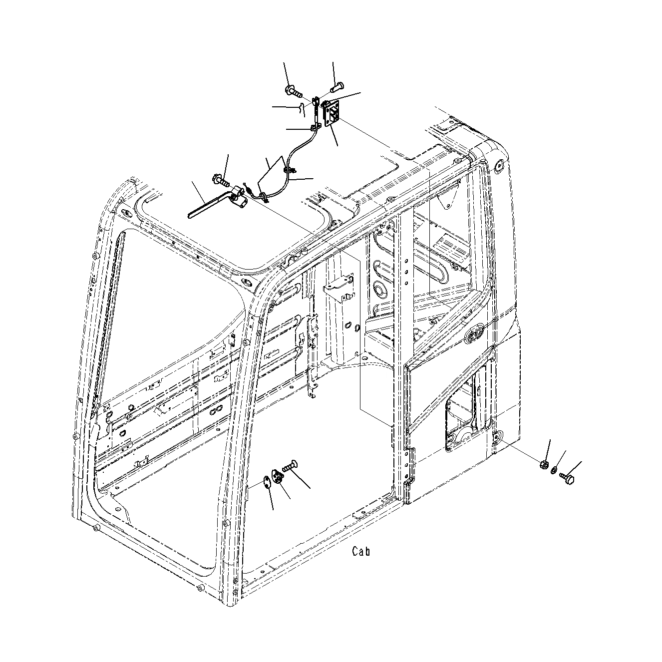 Схема запчастей Komatsu PC300-8M0 - КАБИНА (ФИКСАТОР ОТКРЫТИЯ И БЛОК ДВЕРИ) K