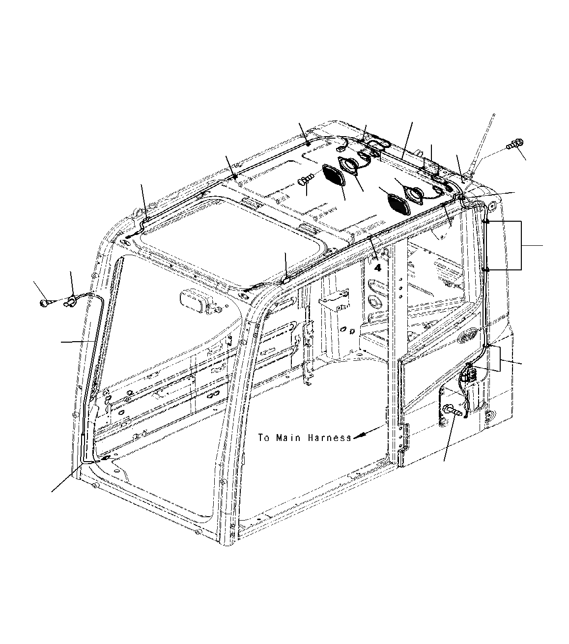 Схема запчастей Komatsu PC300-8M0 - КАБИНА (ГРОМКОГОВОРИТ. И ОМЫВАТЕЛЬ СТЕКЛА) K