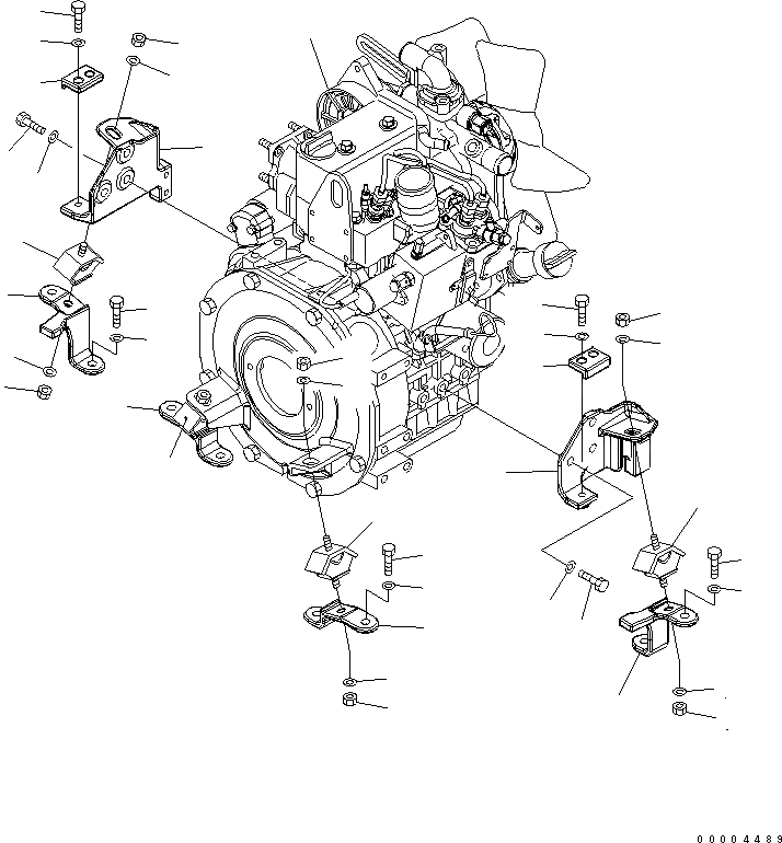 Схема запчастей Komatsu MX09 - КРЕПЛЕНИЕ ДВИГАТЕЛЯ (ДВИГАТЕЛЬ И КОРПУС) КОМПОНЕНТЫ ДВИГАТЕЛЯ