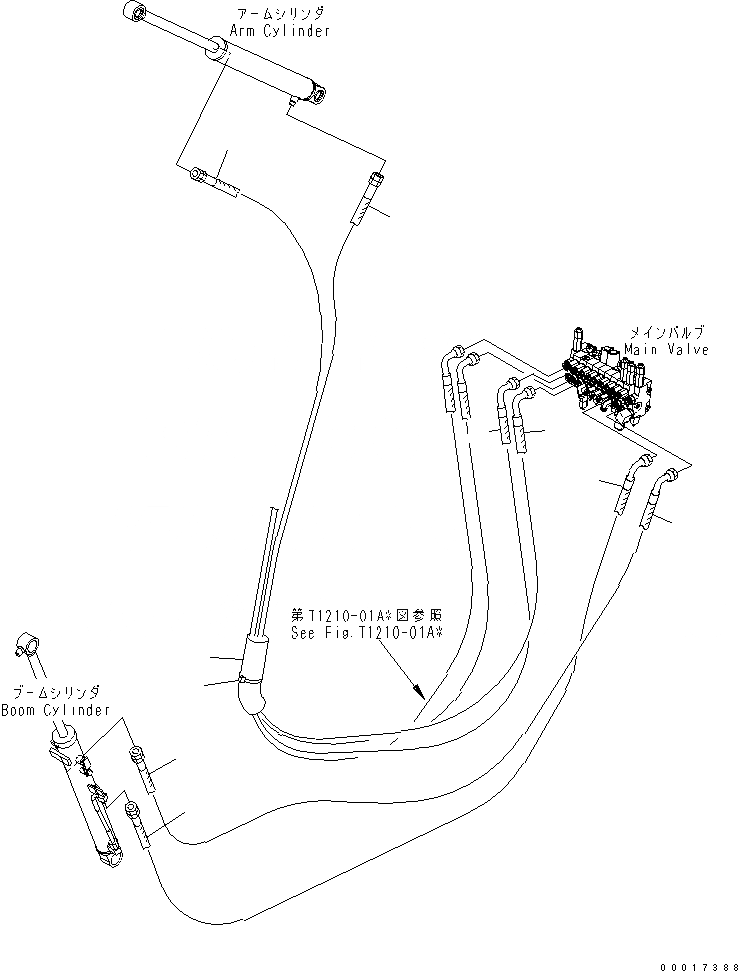 Схема запчастей Komatsu MX09 - ЛИНИЯ АКТУАТОРА (РУКОЯТЬ¤ ЦИЛИНДР СТРЕЛЫ) (BACK HOE SHIFT PATTERN) ГИДРАВЛИКА