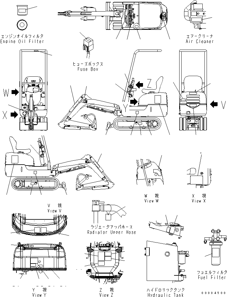 Схема запчастей Komatsu MX09 - МАРКИРОВКА (РЕГУЛЯТОР СПЕЦ-Я.) (BACK HOE SHIFT PATTERN) МАРКИРОВКА