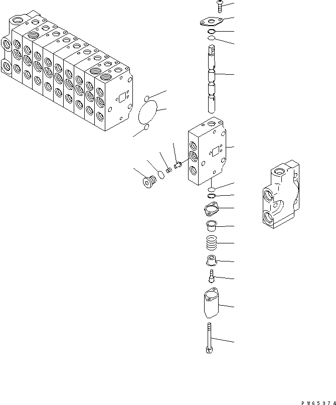 Схема запчастей Komatsu MX09 - УПРАВЛЯЮЩ. КЛАПАН (-СЕКЦ.) (/) (ВНУТР. ЧАСТИ) (ISO SHIFT PATTERN) ОСНОВН. КОМПОНЕНТЫ И РЕМКОМПЛЕКТЫ