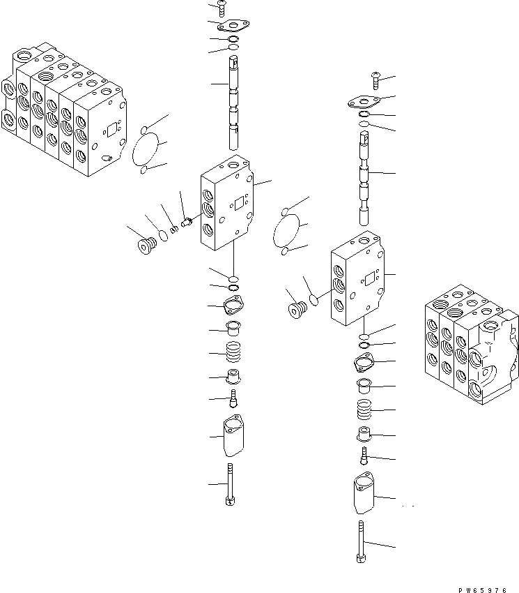 Схема запчастей Komatsu MX09 - УПРАВЛЯЮЩ. КЛАПАН (-СЕКЦ.) (/) (ВНУТР. ЧАСТИ) (BACK HOE SHIFT PATTERN) ОСНОВН. КОМПОНЕНТЫ И РЕМКОМПЛЕКТЫ