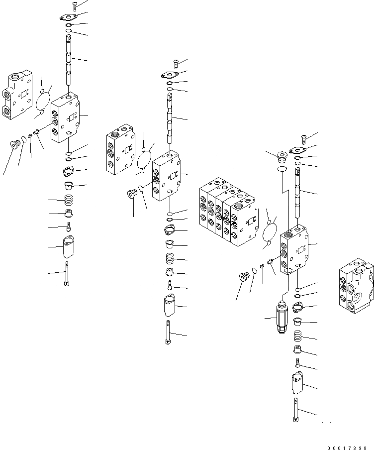 Схема запчастей Komatsu MX09 - УПРАВЛЯЮЩ. КЛАПАН (-СЕКЦ.) (/) (ВНУТР. ЧАСТИ) (BACK HOE SHIFT PATTERN) ОСНОВН. КОМПОНЕНТЫ И РЕМКОМПЛЕКТЫ