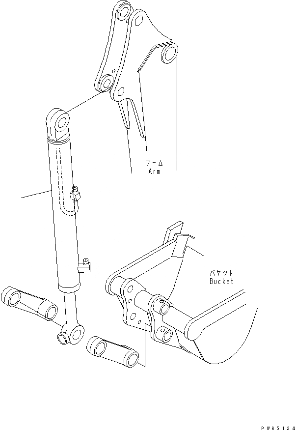 Схема запчастей Komatsu MX15 - ЦИЛИНДР КОВША РАБОЧЕЕ ОБОРУДОВАНИЕ