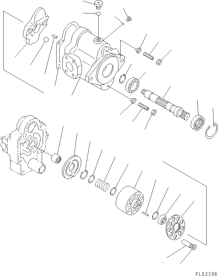 Схема запчастей Komatsu MX15 - ГИДР. НАСОС. (/) (ВНУТР. ЧАСТИ) ОСНОВН. КОМПОНЕНТЫ И РЕМКОМПЛЕКТЫ