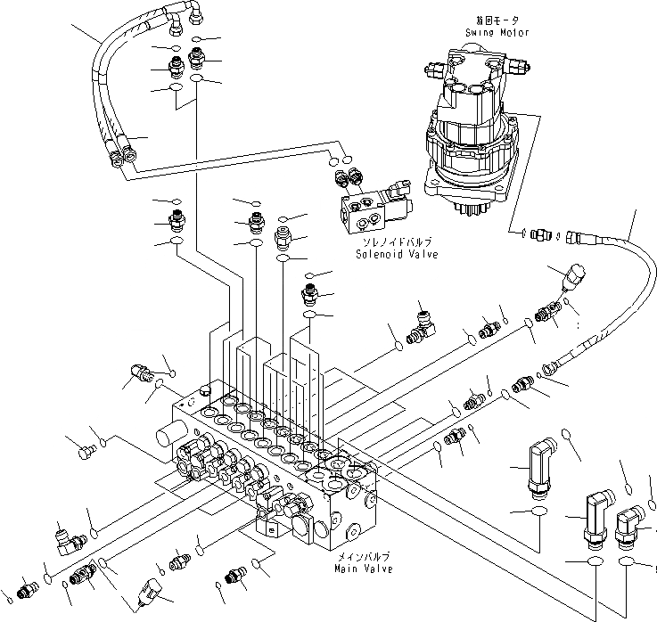 Схема запчастей Komatsu MX182 - ОСНОВН. КЛАПАН (СОЕДИНИТЕЛЬН. ЧАСТИ) ГИДРАВЛИКА