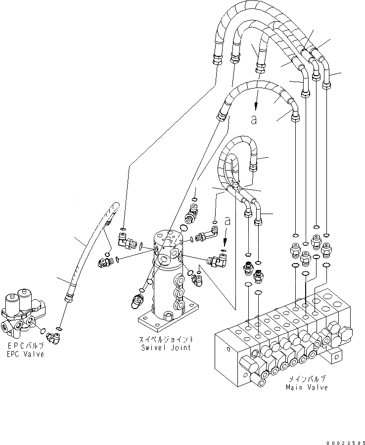 Схема запчастей Komatsu MX202 - ЛИНИЯ АКТУАТОРА (ХОД И ОТВАЛ) ГИДРАВЛИКА