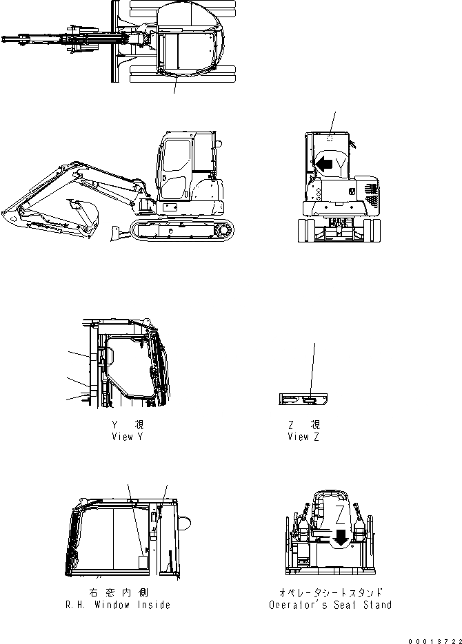 Схема запчастей Komatsu MX502 - МАРКИРОВКА (CONROL PATTERN) (ДЛЯ КАБИНЫ) МАРКИРОВКА