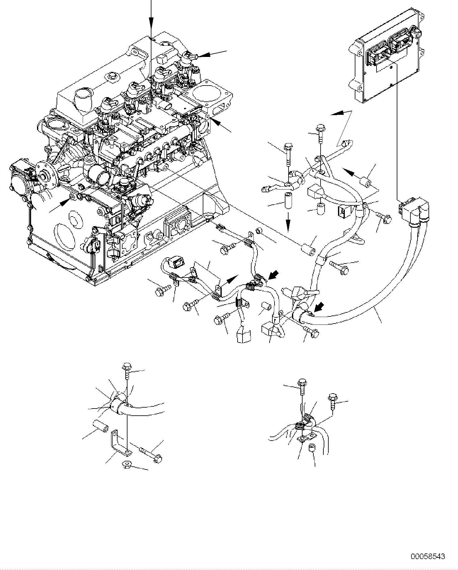 Схема запчастей Komatsu PC118MR-8 - ПРОВОДКА ДВИГАТЕЛЬ ЭЛЕКТРИКА