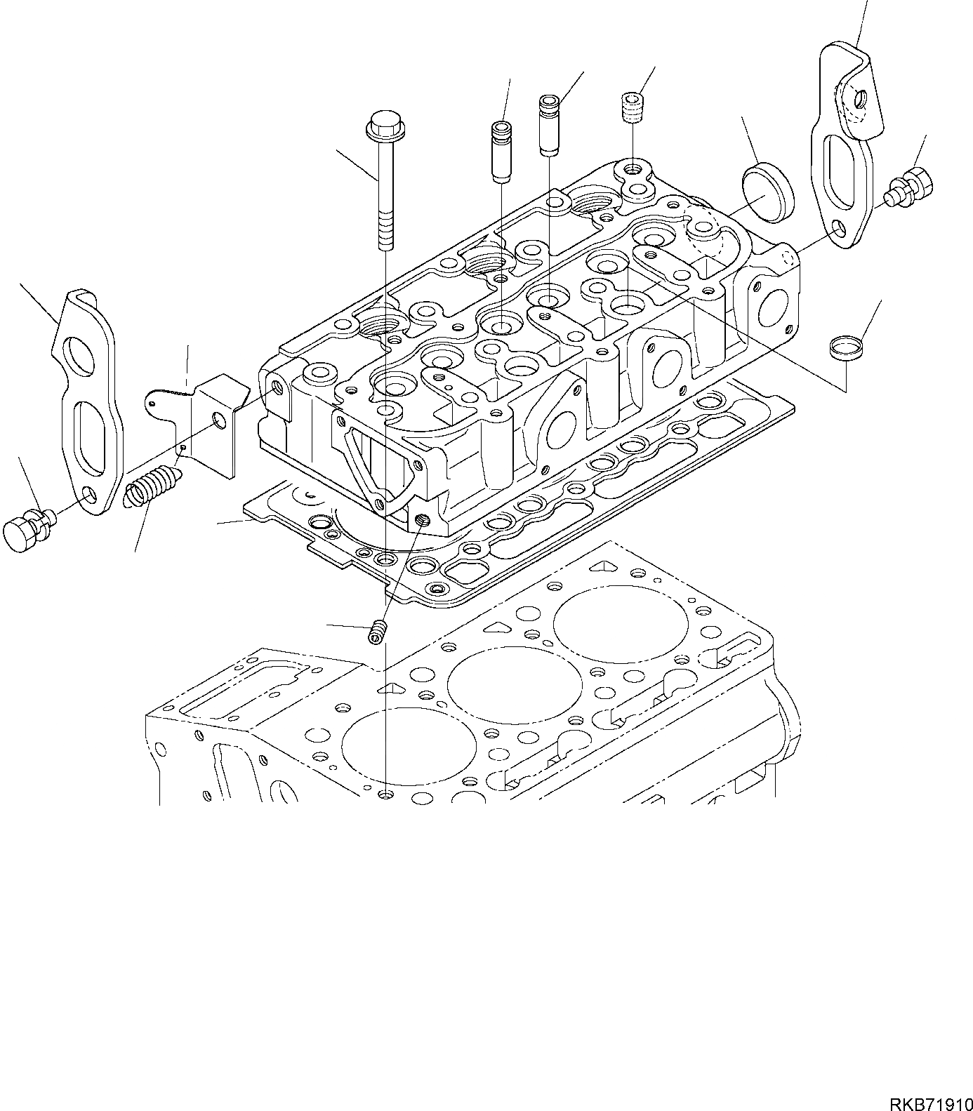 Схема запчастей Komatsu PC14R-3 HS - ГОЛОВКА ЦИЛИНДРОВ (/) ДВИГАТЕЛЬ