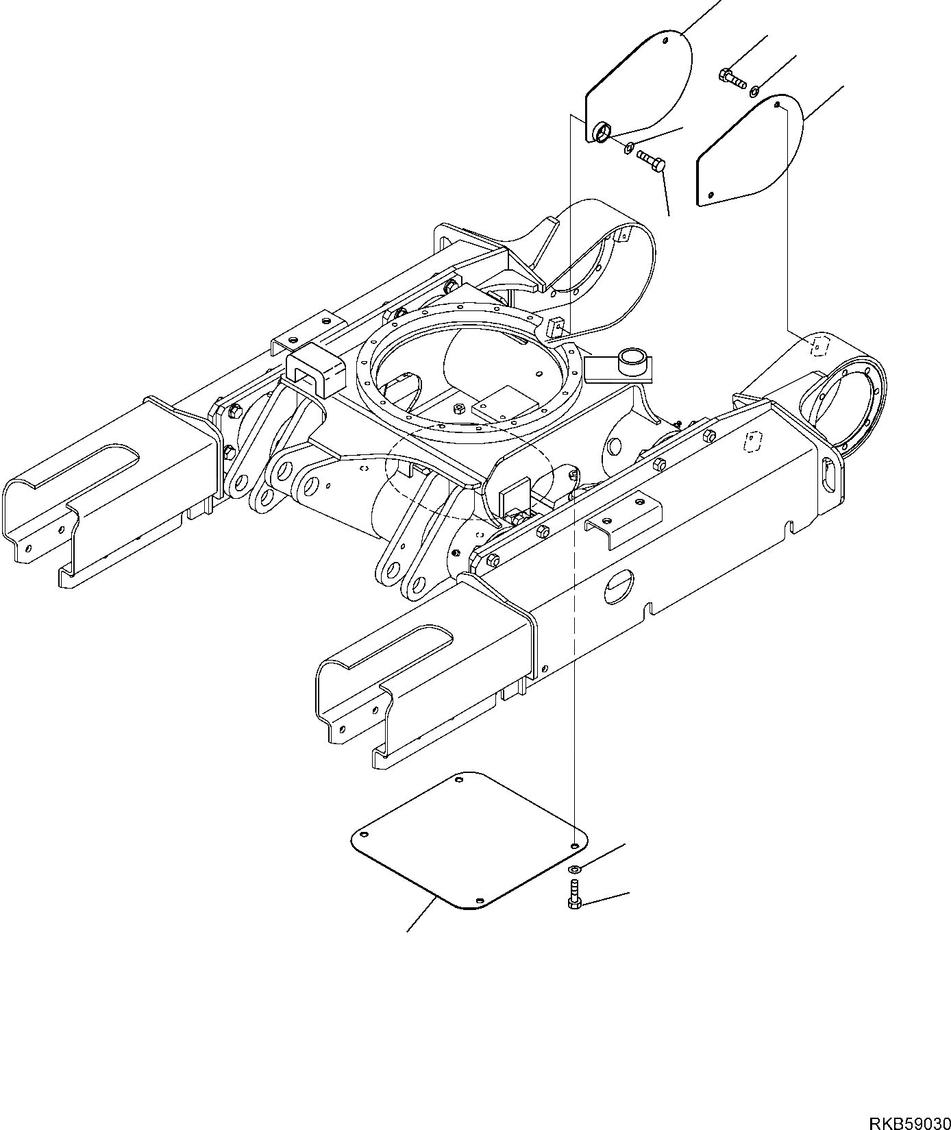 Схема запчастей Komatsu PC14R-3 HS - КРЫШКИ НИЖН.CARRIAGE