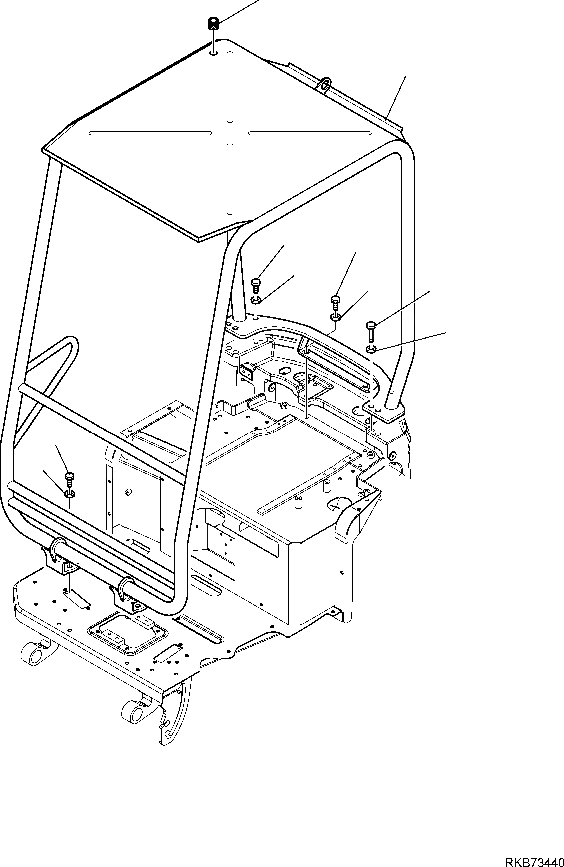 Схема запчастей Komatsu PC14R-3 HS - НАВЕС ЧАСТИ КОРПУСА И КАБИНА