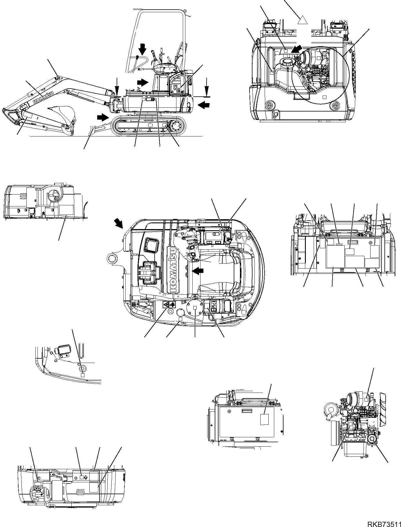 Схема запчастей Komatsu PC14R-3 HS - МАРКИРОВКА (НАВЕС) (/) МАРКИРОВКА