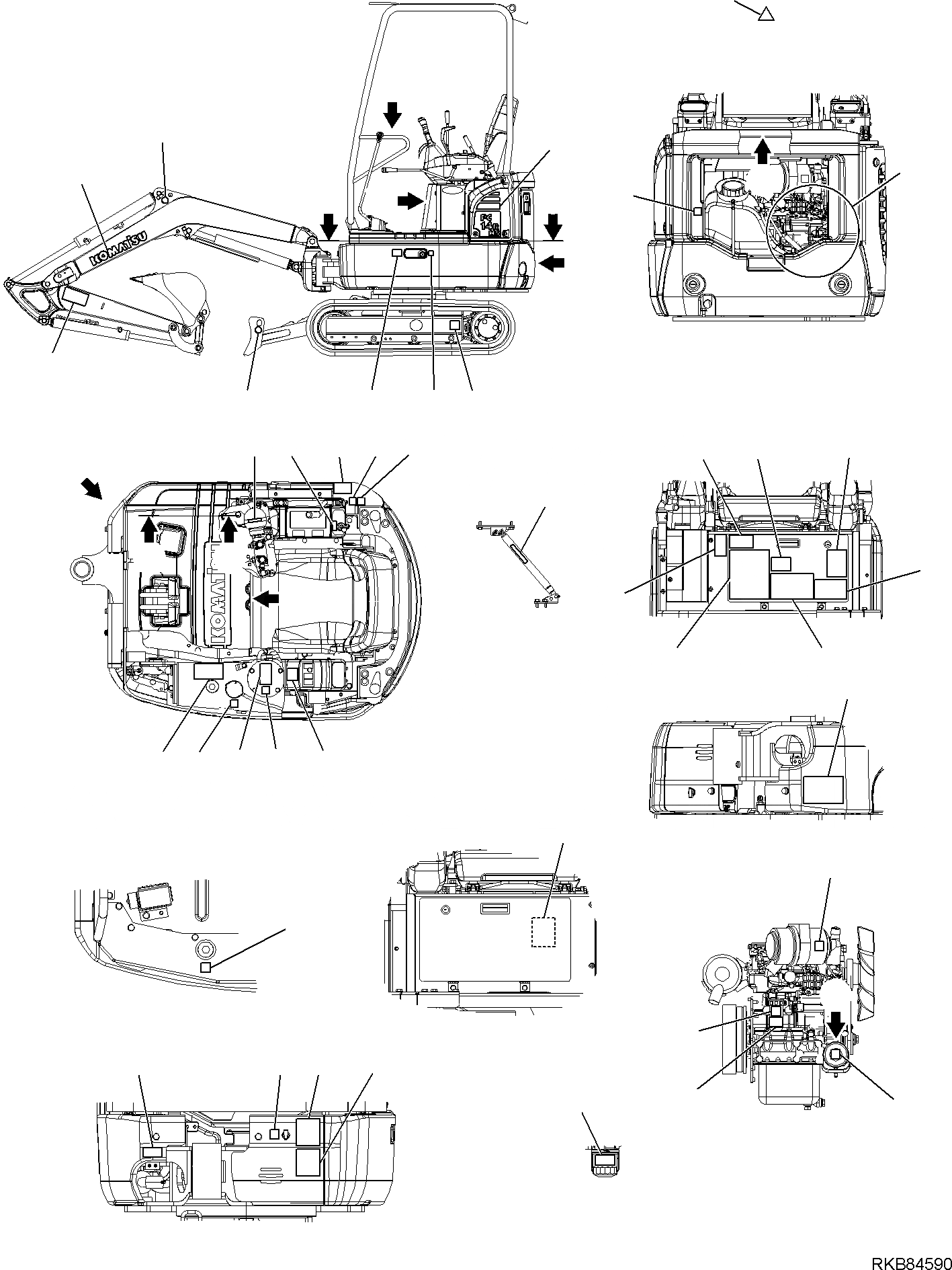 Схема запчастей Komatsu PC14R-3 HS - МАРКИРОВКА (НАВЕС) (/) МАРКИРОВКА