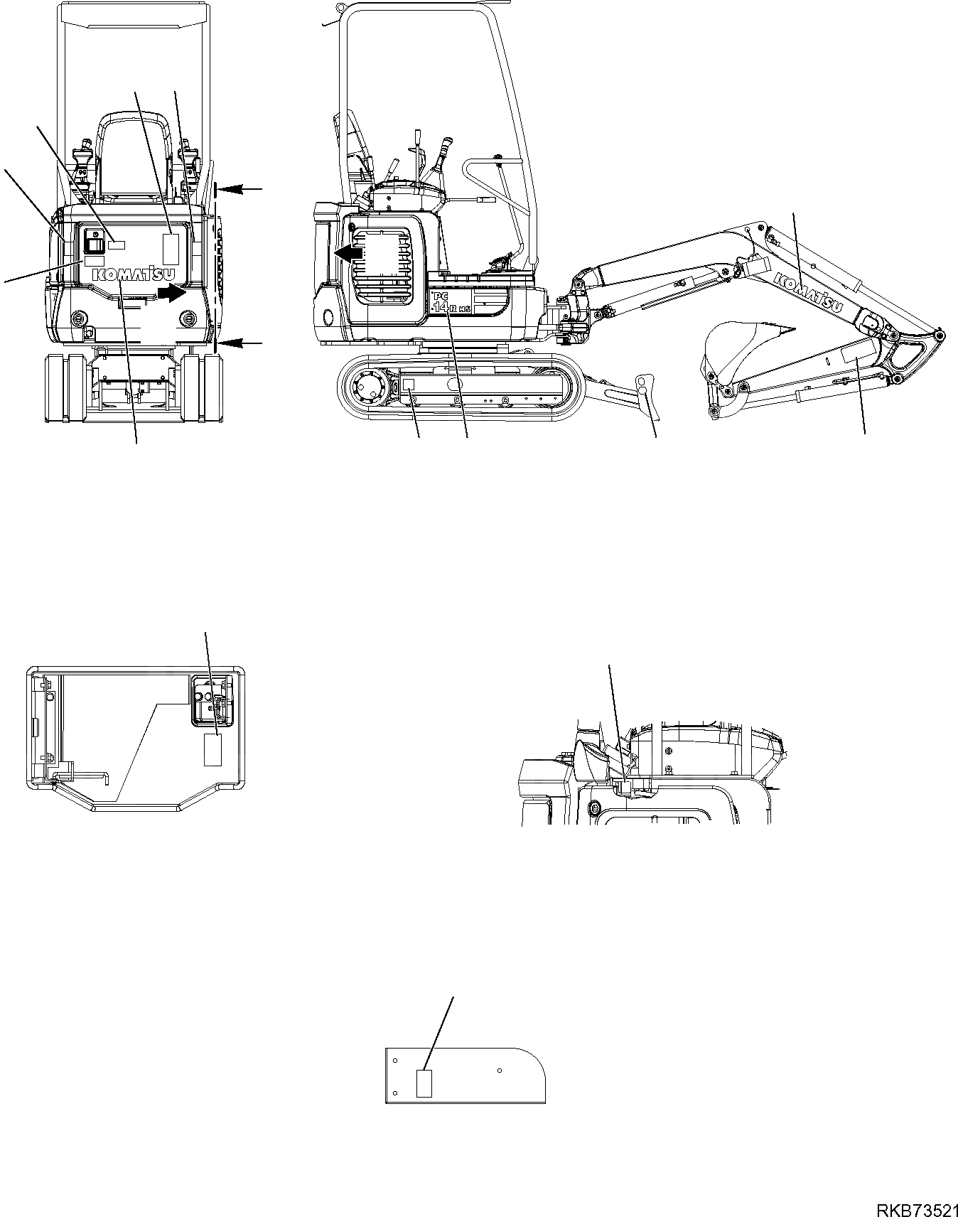 Схема запчастей Komatsu PC14R-3 HS - МАРКИРОВКА (НАВЕС) (/) МАРКИРОВКА