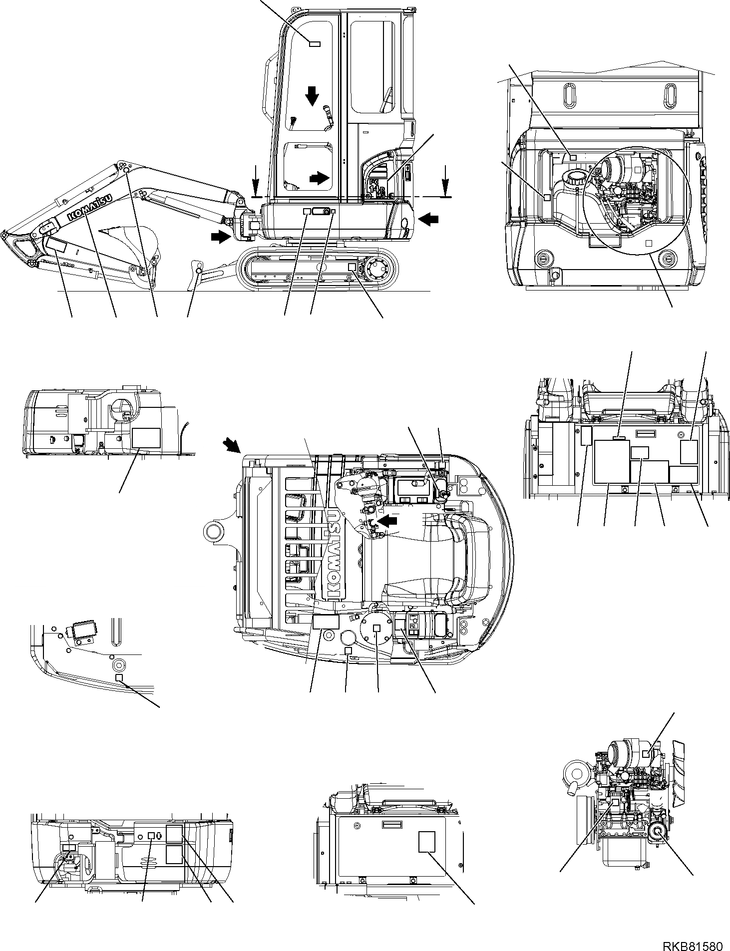 Схема запчастей Komatsu PC14R-3 HS - МАРКИРОВКА (КАБИНА) (/) МАРКИРОВКА