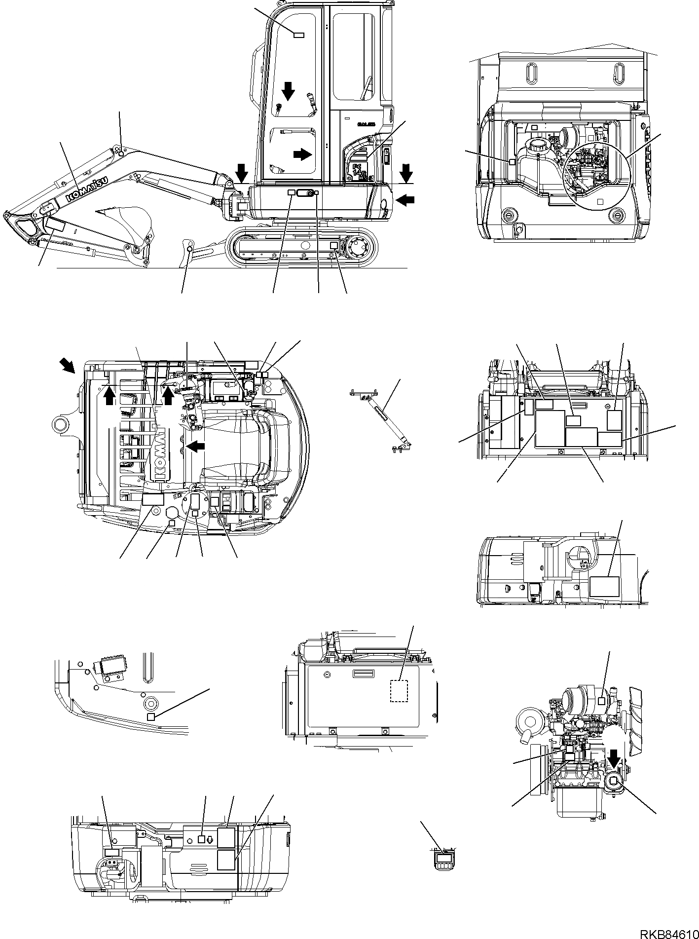 Схема запчастей Komatsu PC14R-3 HS - МАРКИРОВКА (КАБИНА) (/) МАРКИРОВКА