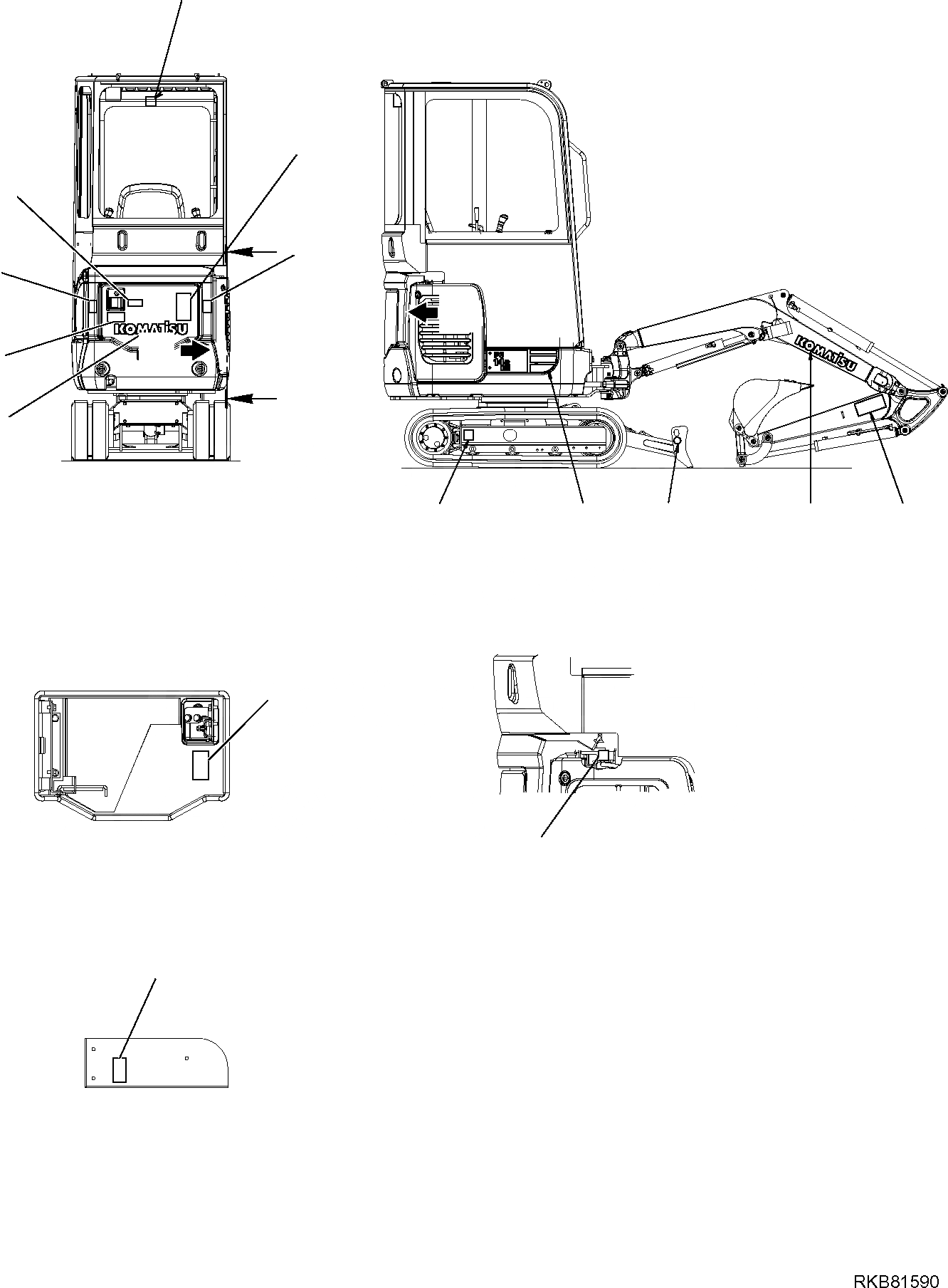 Схема запчастей Komatsu PC14R-3 HS - МАРКИРОВКА (КАБИНА) (/) МАРКИРОВКА