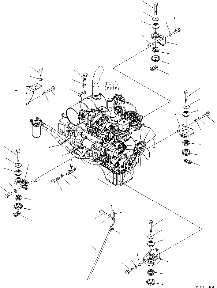 Схема запчастей Komatsu PC160LC-7 - КРЕПЛЕНИЕ ДВИГАТЕЛЯ КОМПОНЕНТЫ ДВИГАТЕЛЯ