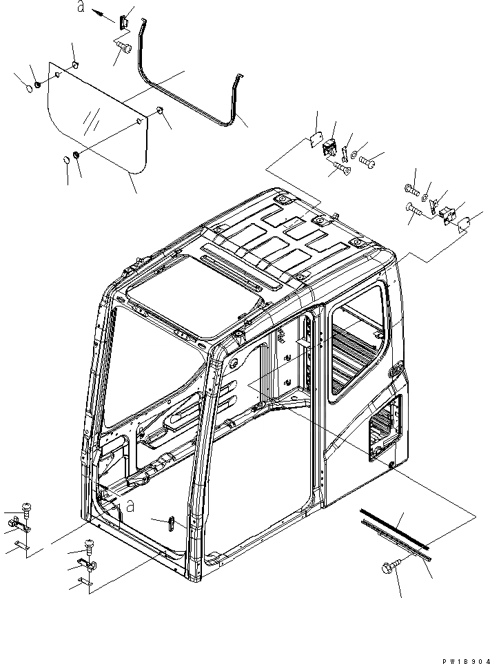 Схема запчастей Komatsu PC160LC-7 - КАБИНА (ПЕРЕДН. НИЖН. ОКНА)(№B-B99) КАБИНА ОПЕРАТОРА И СИСТЕМА УПРАВЛЕНИЯ