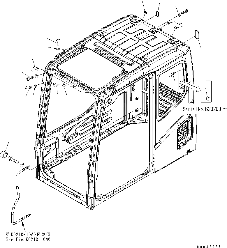 Схема запчастей Komatsu PC160LC-7 - КАБИНА (БОЛТ) (БЕЗ KOMTRAX)(№B-B99) КАБИНА ОПЕРАТОРА И СИСТЕМА УПРАВЛЕНИЯ