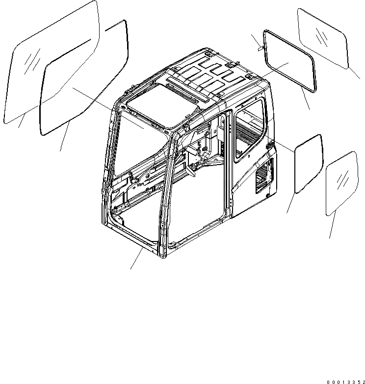 Схема запчастей Komatsu PC160LC-7 - ОСНОВН. КОНСТРУКЦИЯ (КАБИНА) (№B-) КАБИНА ОПЕРАТОРА И СИСТЕМА УПРАВЛЕНИЯ