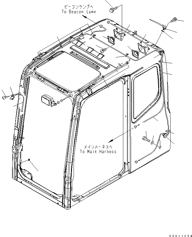 Схема запчастей Komatsu PC160LC-7 - ОСНОВН. КОНСТРУКЦИЯ (КАБИНА) (ЭЛЕКТР.) (РАДИО)(№B-) КАБИНА ОПЕРАТОРА И СИСТЕМА УПРАВЛЕНИЯ