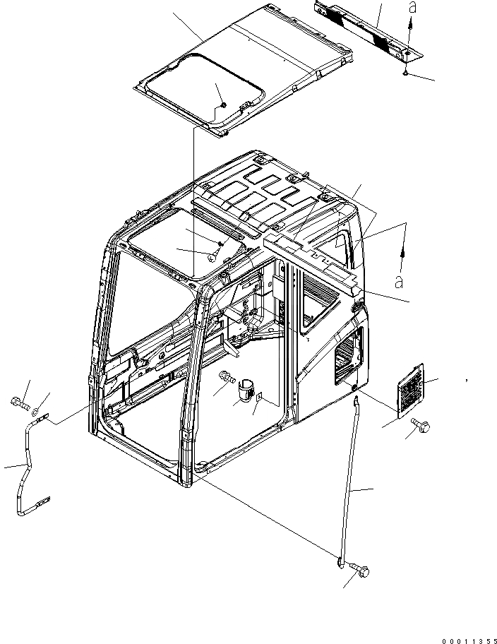 Схема запчастей Komatsu PC160LC-7 - ОСНОВН. КОНСТРУКЦИЯ (КАБИНА) (АКСЕССУАРЫ)(№B-) КАБИНА ОПЕРАТОРА И СИСТЕМА УПРАВЛЕНИЯ