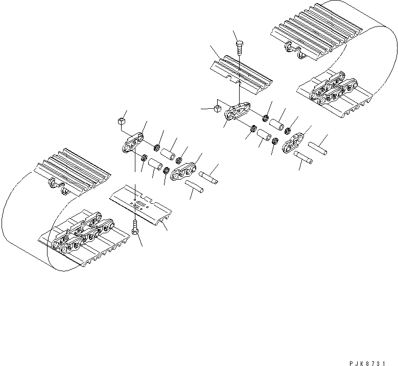 Схема запчастей Komatsu PC160LC-7 - ГУСЕНИЦЫ (ТРОЙНОЙ ГРУНТОЗАЦЕП. С ОТВЕРСТИЯМИ) (7MM ШИР.) (№B-) ХОДОВАЯ